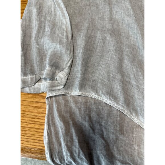 Free People Sheer Gray Cowl Neck Pullover 3/4 Sleeves Hi-Lo Hem Blouse Size M - Picture 8 of 8